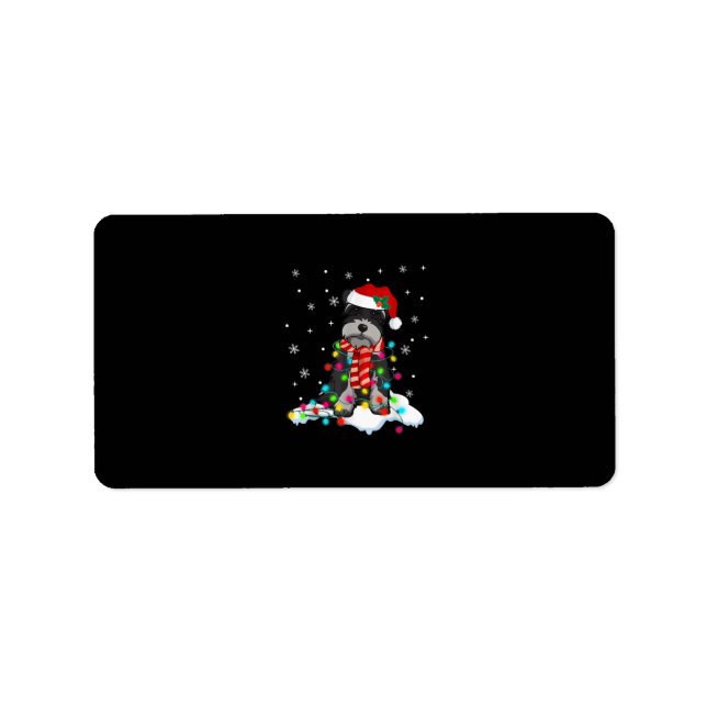 Étiquette lumières de Noël schnauzer mignon avec chapeau san (Devant)