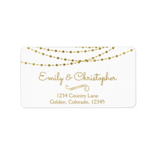 Étiquette Lumières et Mariage de script Gold Foil