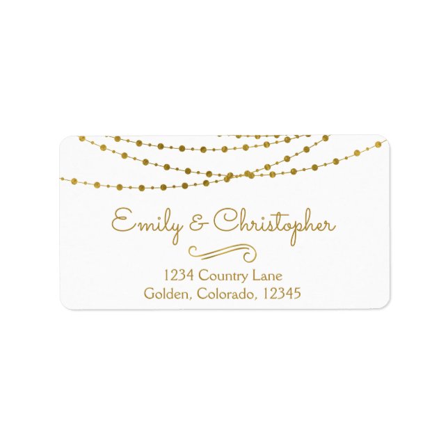 Étiquette Lumières et Mariage de script Gold Foil (Devant)