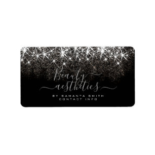 Étiquette Lumineuse Platine argent Parties scintillant beaut