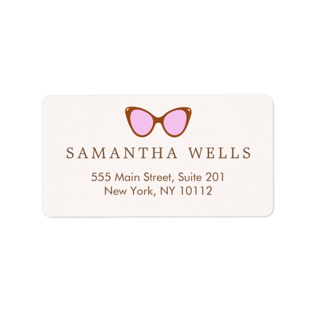 Étiquette Lunettes de soleil rose rétro Personnalisées (Devant)