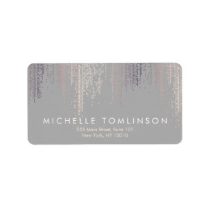 Étiquette Luxe Blush Confetti Pluie Motif Gris
