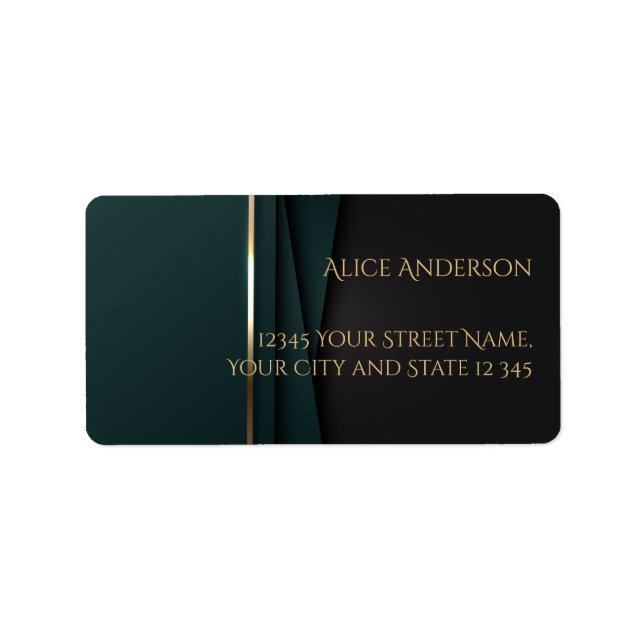 Étiquette Luxe vert or élégant affaires professionnelle (Devant)