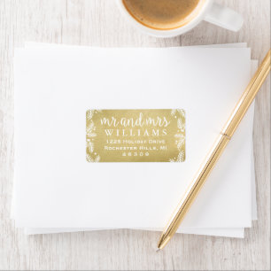Étiquette M. et Mme Monogram Gold Holiday Adresse de retour