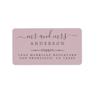 Étiquette M. Mme Script Pastel Purple Mariage Adresse de ret