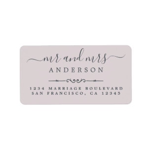 Étiquette M. Mme Script Pastel Purple Mariage Adresse de ret