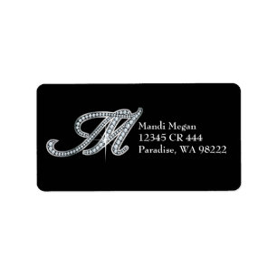 Étiquette M script "Diamond Bling"