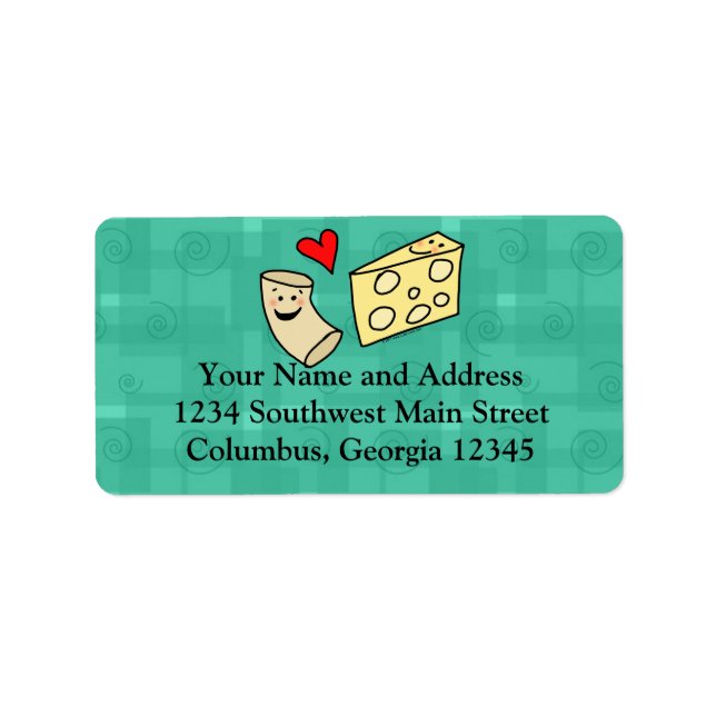 Étiquette Mac aime Fromage, Funny Cute Macaroni + Fromage (Devant)