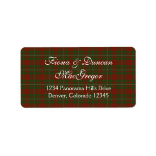 Étiquette MacGregor de Cardney Tartan Adresse de retour Labe