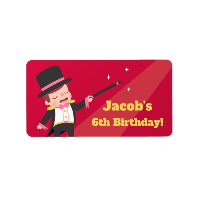 Étiquette Magicien mignon Anniversaire de enfant Party Perso (Devant)