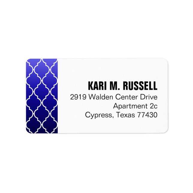 Étiquette Mailing géométrique Quatrefoil Ombre | navy indigo (Devant)
