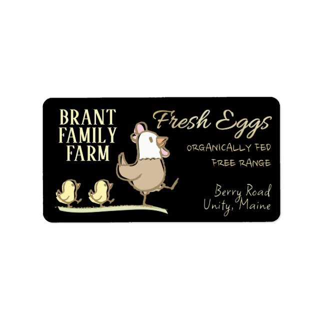 Étiquette Mama poule et poussins famille boîte d'oeuf de fer (Devant)