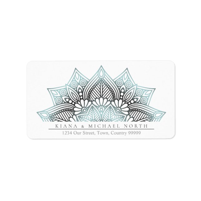 Étiquette Mandala Lace Mariage lt. Blue ID968 (Devant)