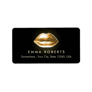 Étiquette Maquillage Artiste 3D Gold Lips Moderne Salon de B