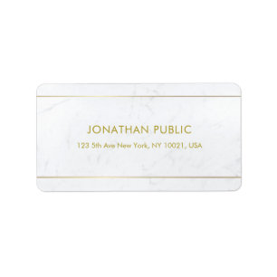Étiquette Marbre blanc moderne chic Gold Texte minimaliste