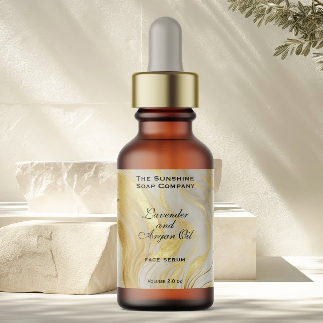 Étiquette Marbre d'ivoire et cosmétiques d'or Bouteille de g (Créateur téléchargé)