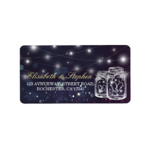 Étiquette Mariage Adresse Chic Mason Jar Purple String Lumiè