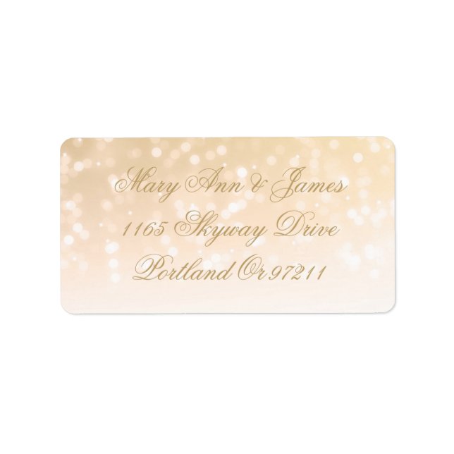 Étiquette Mariage Adresse Gold Bokeh Sparkle Lights (Devant)