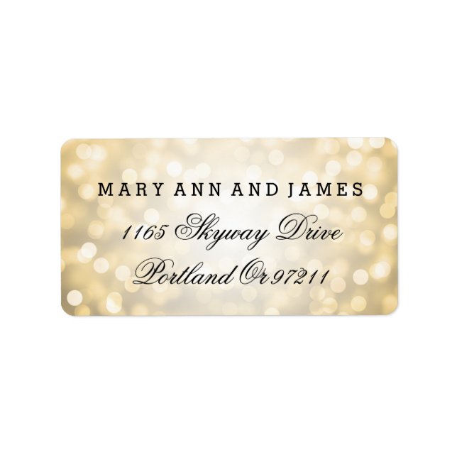 Étiquette Mariage Adresse Gold Parties scintillant lumières (Devant)