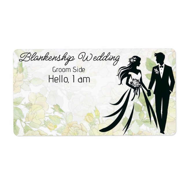 Étiquette mariage Arrière - plan Floral Nom du Éti (Devant)