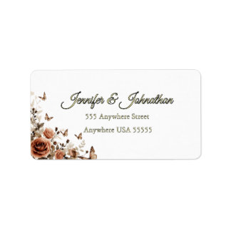 Étiquette Mariage aux Roses & Papillons Vintage