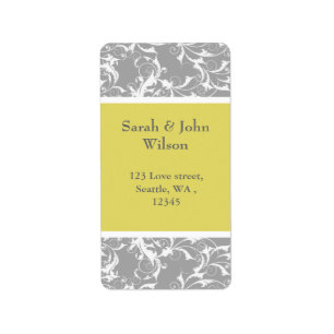 Étiquette mariage baroque gris jaune
