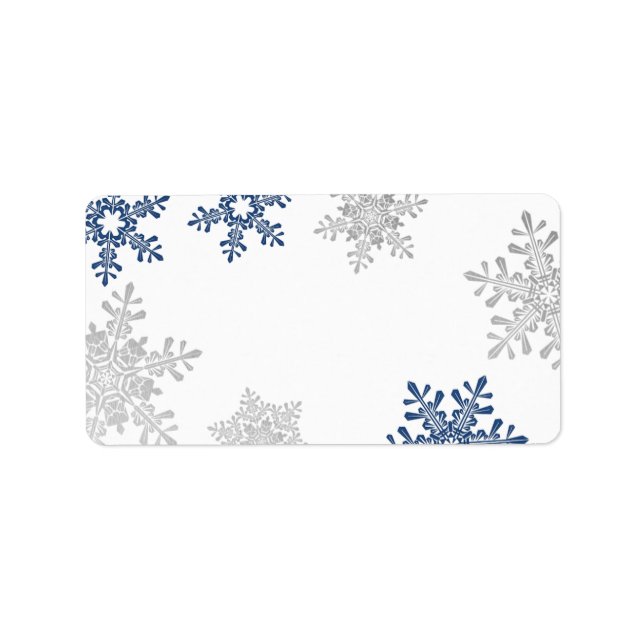 Étiquette Mariage blanc de la marine Silver Snowflake Étique (Devant)