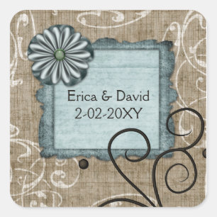 étiquette mariage bleu