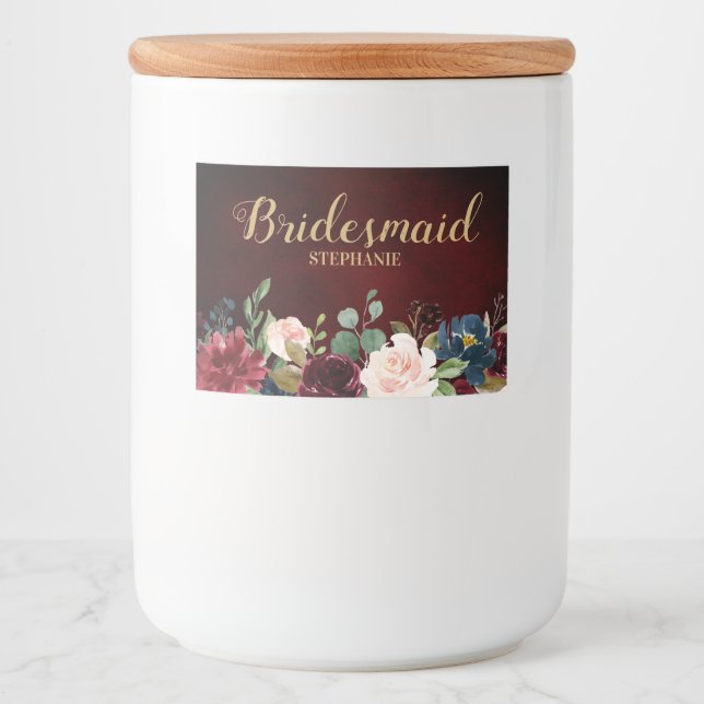 Étiquette mariage Boho Rustique Floral de la Marin (Devant)