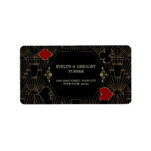 Étiquette Mariage Casino Or Noir Gatsby 1920 Années de Jeux