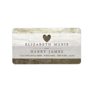 Étiquette Mariage Country Wood Heart