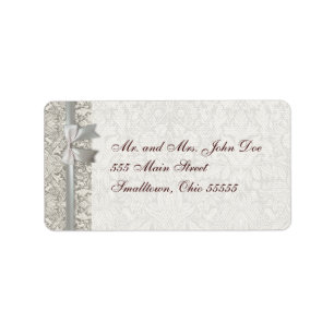 Étiquette Mariage Damask Vintage Blanc Mariage Vieux