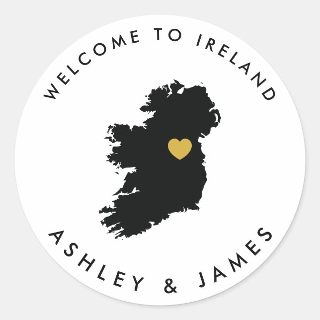 Étiquette Mariage de bienvenue en Irlande, noir or (Devant)