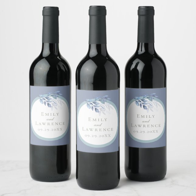 Étiquette Mariage de bouteilles de vin bleu ardois (Bouteilles)