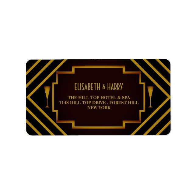 Étiquette Mariage de Gatsby Gold 2020 (Devant)