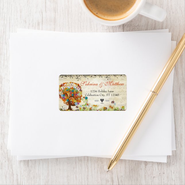 Étiquette Mariage de la branche côté forêt enchantée (En situation)