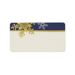Étiquette Mariage de la Marine Gold Snowflake Blank Étiquett