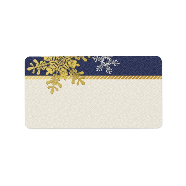 Étiquette Mariage de la Marine Gold Snowflake Blank Étiquett (Devant)