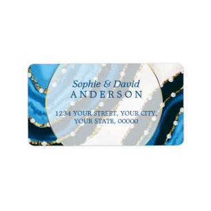 Étiquette Mariage de l'agate Pearles de couleur bleu marine