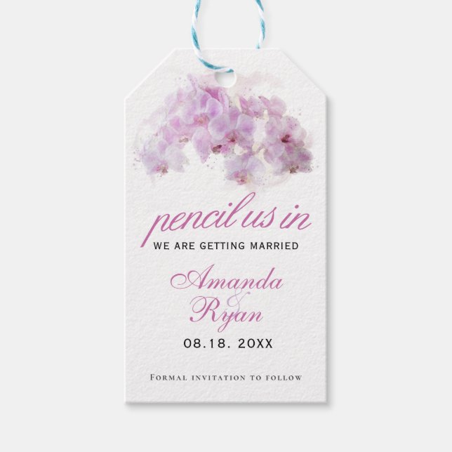 Étiquette Mariage de l'aquarelle de l'orchidée ros (Devant)