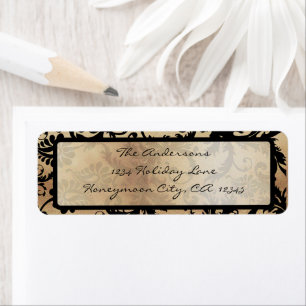 Étiquette Mariage de lunettes de Damas Noir et Or