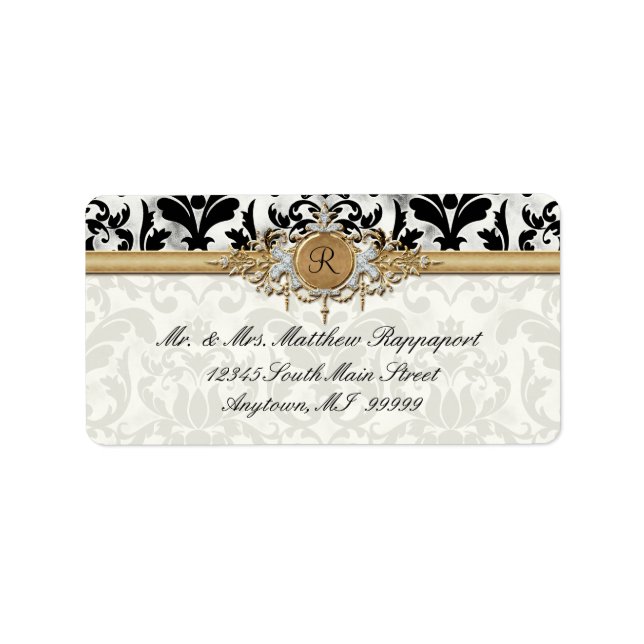 Étiquette Mariage de lunettes dorées vieilles et démontées (Devant)