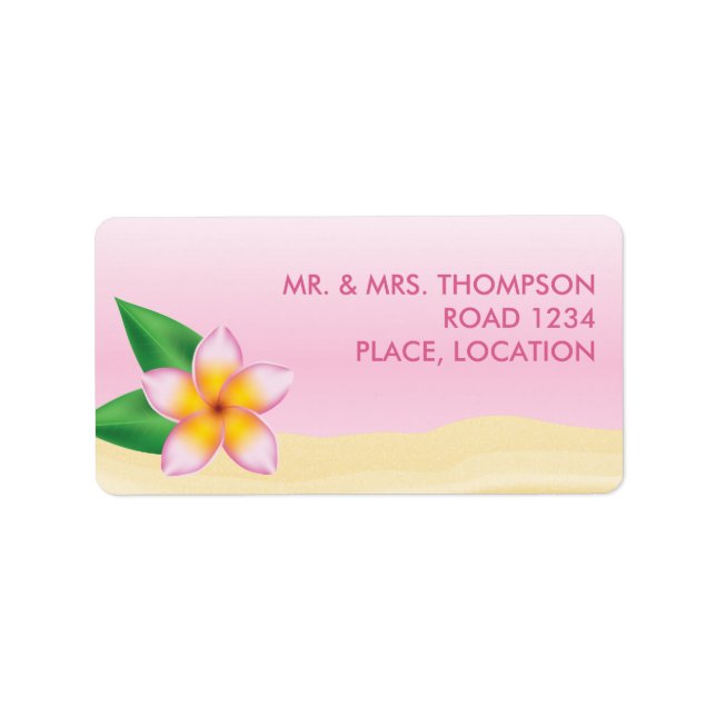 Étiquette Mariage de plage de Fleur Tropicale rose Frangipan (Devant)