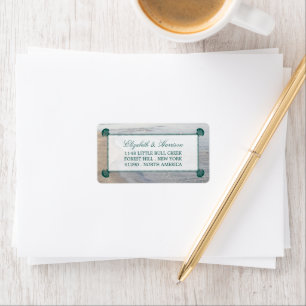Étiquette Mariage de plage élégant avec monogramme et coquil
