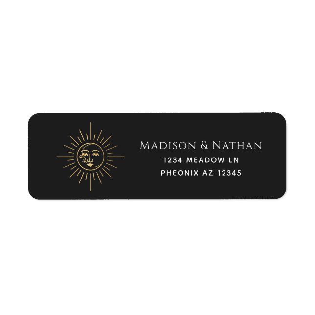 Étiquette Mariage de Sun et Moon Tarot Gold (Devant)