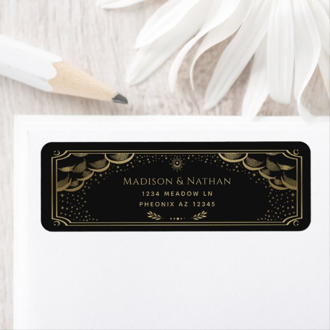 Étiquette Mariage de Tarot Gold Elegant (En situation)