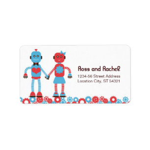 Étiquette Mariage de thème Robot mignon