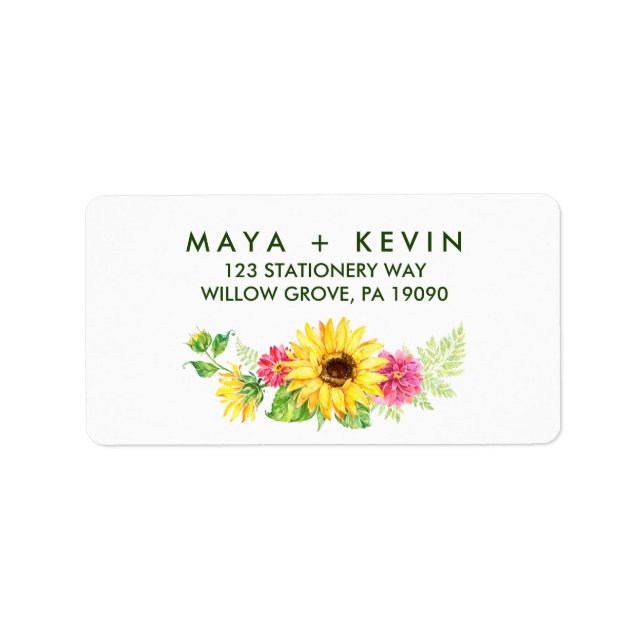 Étiquette Mariage de tournesol d'été (Devant)
