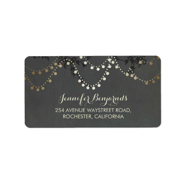 Étiquette Mariage de voyants à cordes rustiques Gold Foil (Devant)