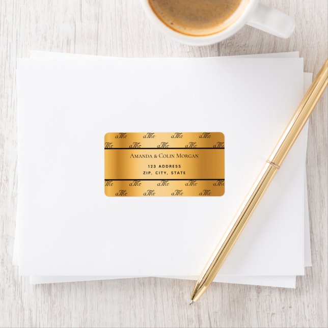 Étiquette Mariage des initiales du couple de monogrammes mét (En situation)
